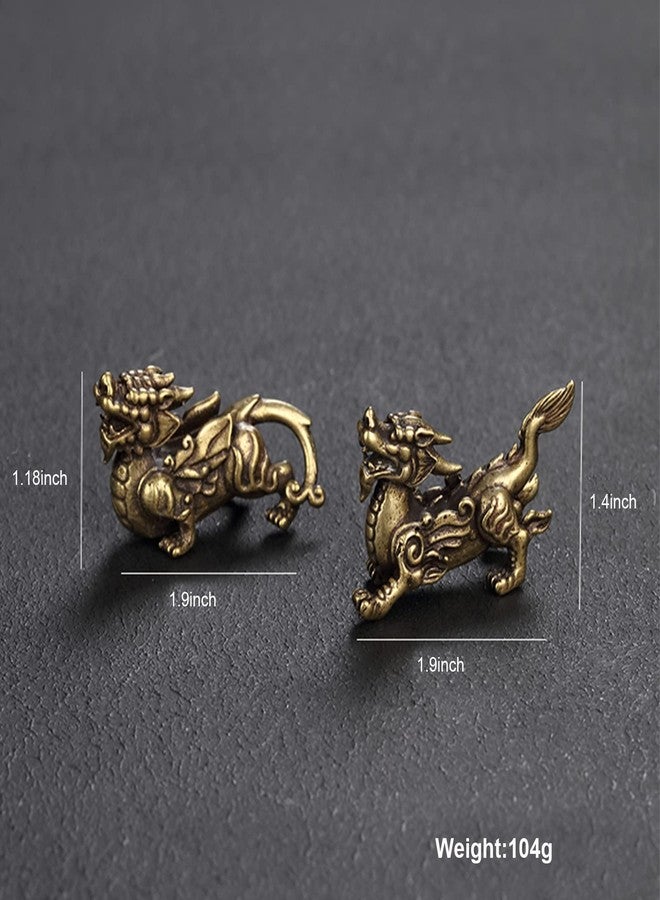 qumHmup Dragon Feng Shui Statue 2Pcs - Pixiu Figurine Pair to Attract Money and Good Luck - Indoor & Outdoor Decorative Ornament, Tea Pet Home Decor - Image 2